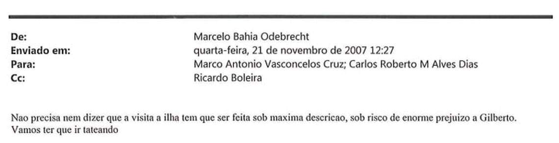 “No tengo ni que decir que esta visita debe ser hecha con máxima discreción”, escribió el CEO de Odebrecht, Marcelo, en relación a una visita de un ejecutivo a Cuba.