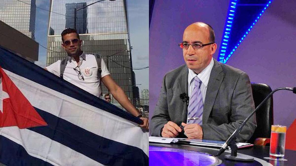 Montaje del conductor de Mesa Redonda Randy Alonso (D) y Milkos Danilo Sosa Molina, cubano residente en Miami que inició la campaña #YoNoSoyExCubano.