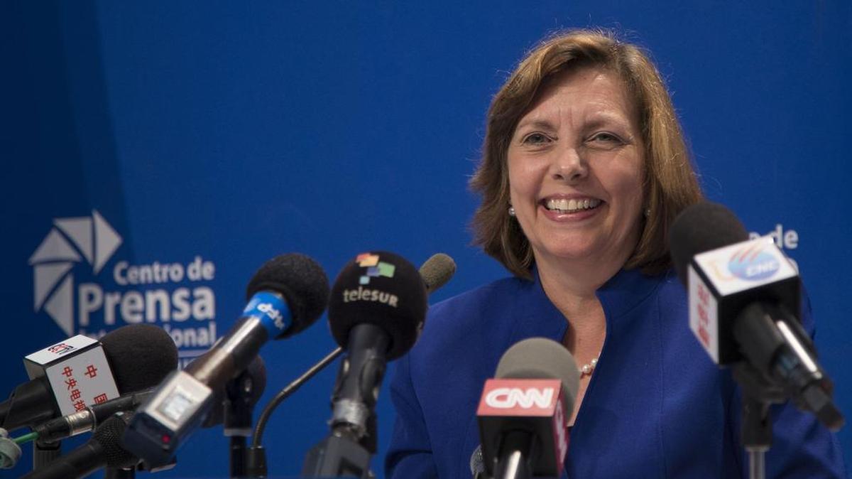 la directora general para EEUU de la Cancillería cubana, Josefina Vidal, en una conferencia de prensa el 16 de mayo d 2016 en La Habana.