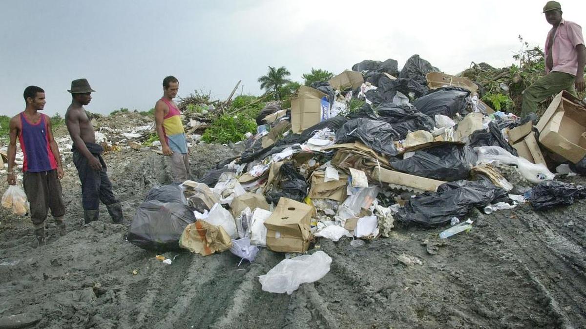 
Trabajadores examinan basuras en un suburbio de La Habana en esta imagen de archivo de 2003.
