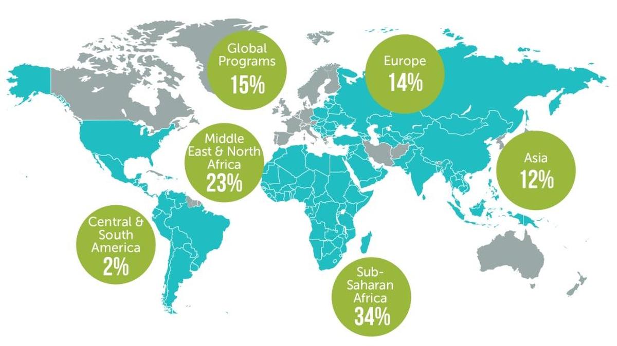 Infografía con los gastos de IREX por continente