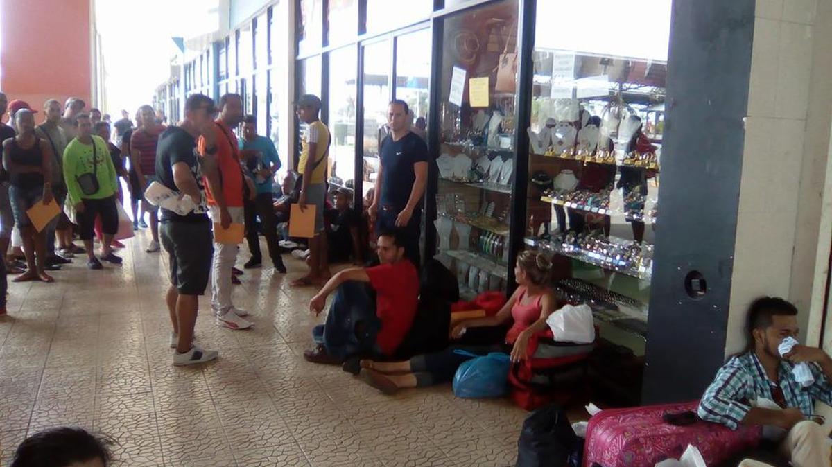 Un grupo de 70 cubanos, no incluido en los listados oficiales de vuelo, amenazan con quedarse frente de una oficina de inmigracion en David, Panamá hasta que puedan comprar boletos para México.