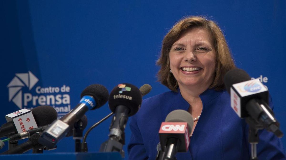 La diplomática cubana Josefina Vidal, durante una conferencia de prensa en La Habana el 16 de mayo del 2016.