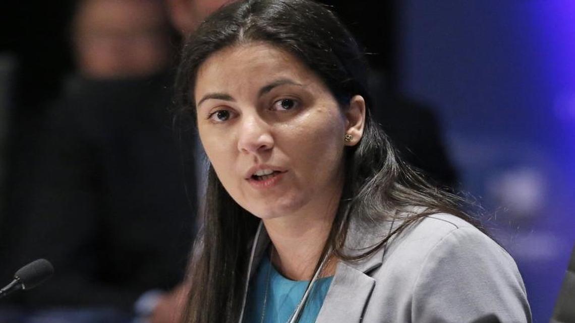 Rosa María Payá Acevedo, en una conferencia en Miami Dade College Wolfson Campus, en mayo del 2016. 
