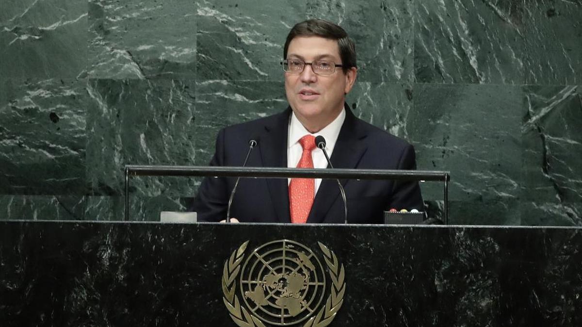 El canciller cubano Bruno Rodríguez Parrilla habla en la 71 sesión de la Asamblea General de las Naciones Unidas.