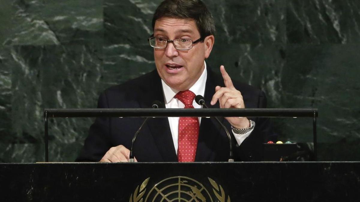 El canciller de Cuba Bruno Rodríguez se dirige a la Asamblea General de las Naciones Unidas, en la sede de la ONU, el viernes 22 de septiembre de 2017.