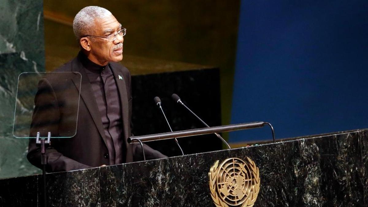 
El presidente de Guyana, David Arthur Granger, habla durante la Cumbre de Desarrollo Sustentable, el viernes en la ONU. 
