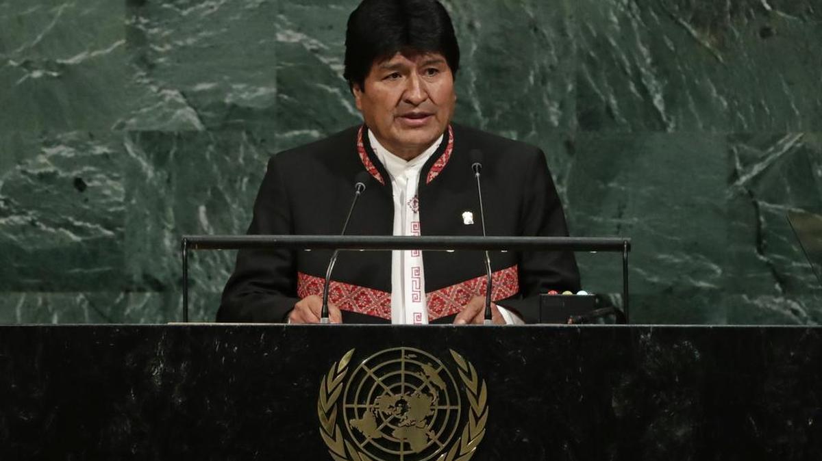 El presidente de Bolivia, Evo Morales, se dirige a la Asamblea General de las Naciones Unidas el 19 de septiembre de 2017.