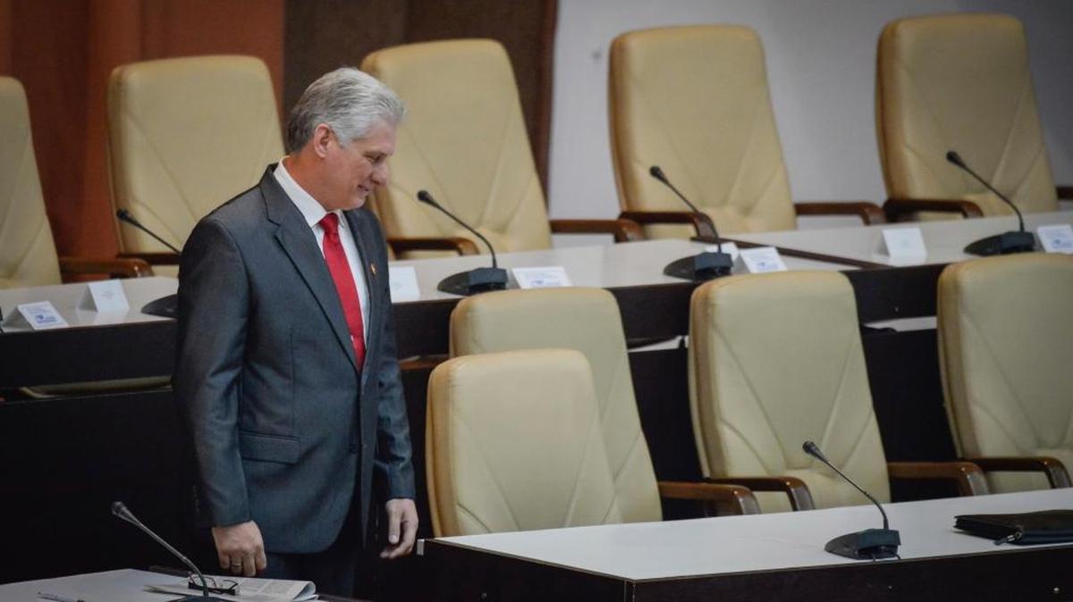 El nuevo gobernante cubano Miguel Díaz-Canel en la Asamblea Nacional el 19 de abril del 2018 en La Habana.