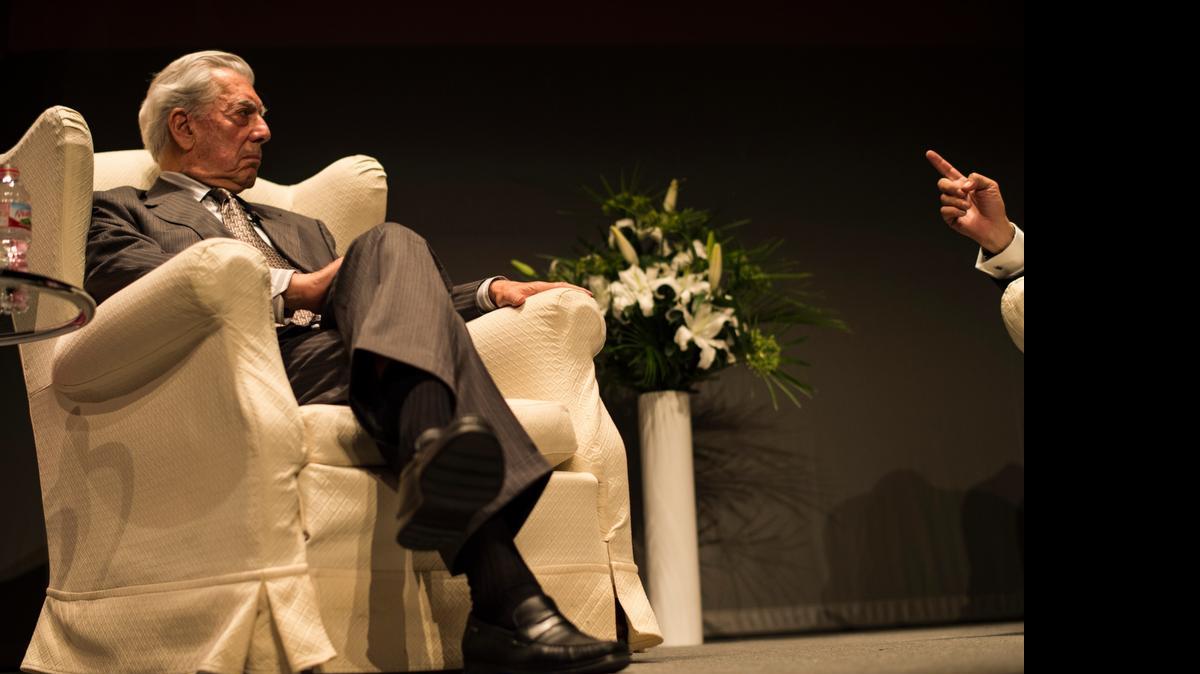 
El escritor peruano, Mario Vargas Llosa, participa en un evento en Pamplona, en el norte de España, el martes.
