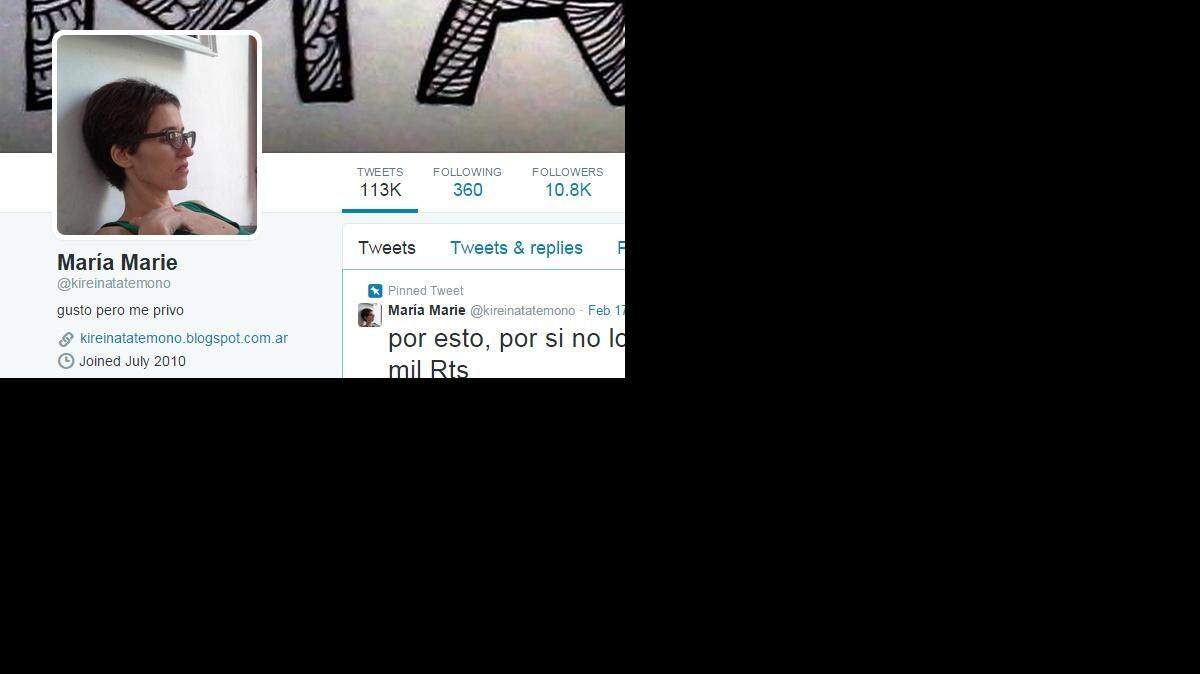 María Marie contó durante siete meses a través de Twitter su ardua lucha contra el cáncer. Marie falleció el martes en Buenos Aires, anunció su marido por esta red social.