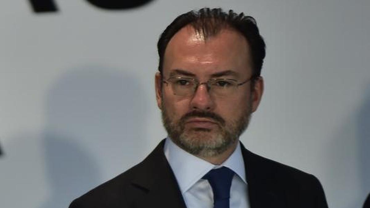 El canciller mexicano, Luis Videgaray durante una visita del Primer Ministro de Canadá Justin Trudeau y su delegación al Senado de México, en la Ciudad de México, el 13 de octubre de 2017.