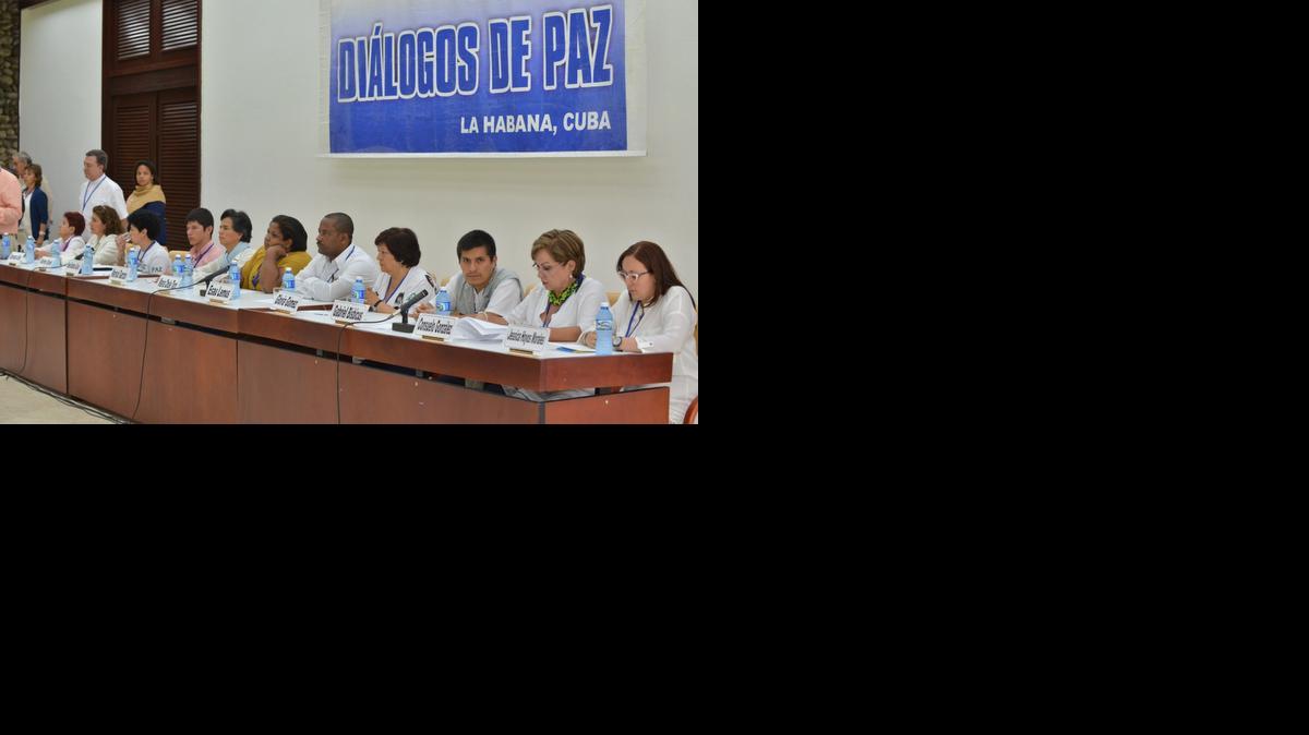 
Víctimas del conflicto armado colombiano que participan en los diálogos de paz entre el Gobierno y las guerrillas de las FARC, en La Habana, Cuba, y que han sido amenazadas por un grupo de paramilitares. 
