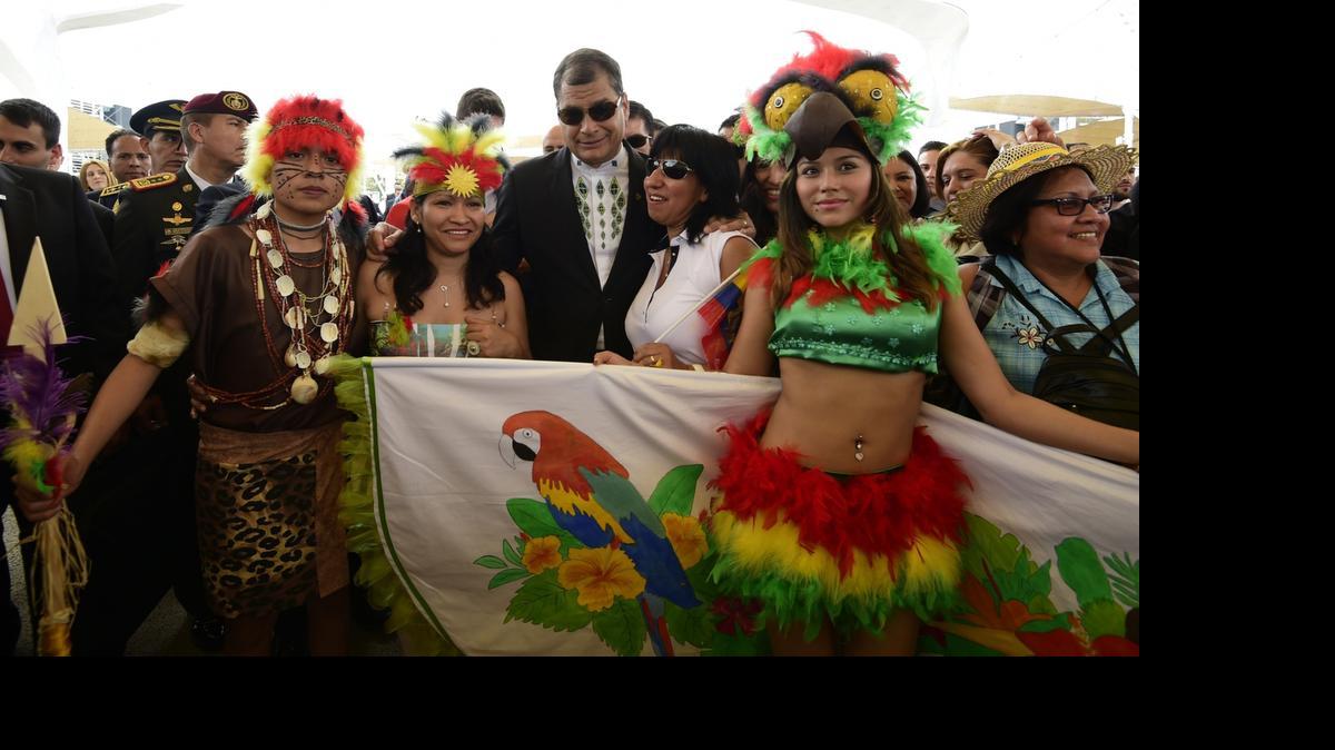 
El presidente de Ecuador, Rafael Correa, en el pabellón ecuatoriano en la Exposición Universal 2015, en Milán, Italia, el viernes.
