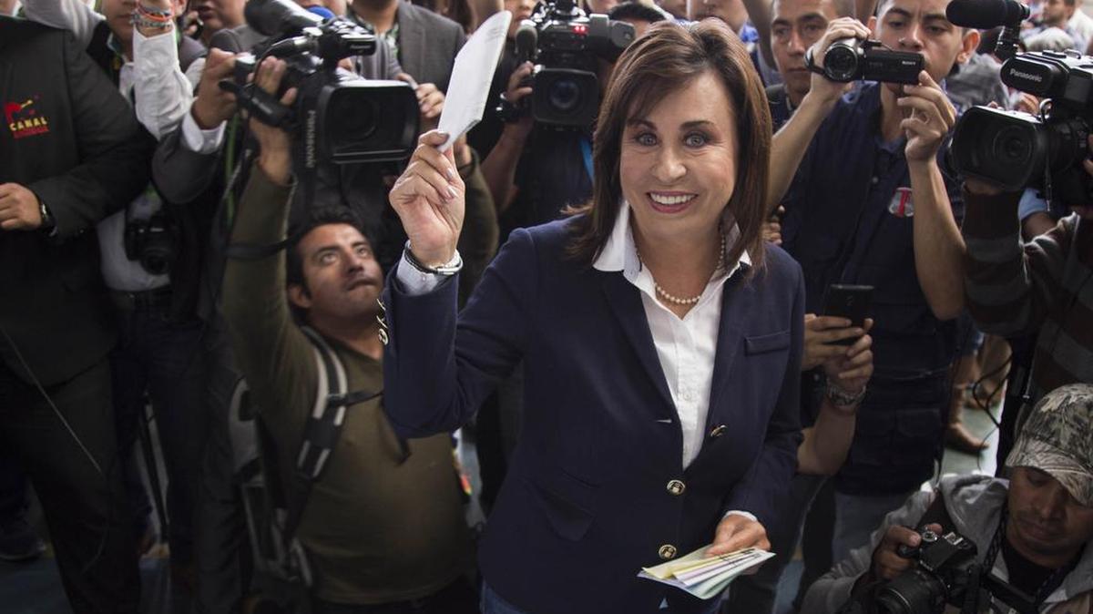 La candidata guatemalteca Sandra Torres tras votar el 6 de septiembre de 2015.