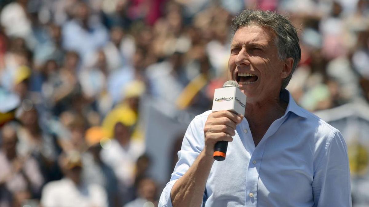 El candidato opositor, Mauricio Macri durante un acto de campaña.