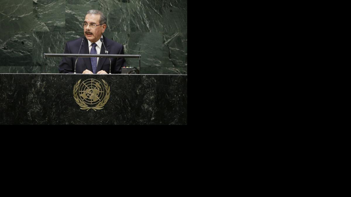 
Danilo Medina, presidente de la República Dominicana, hablando ante la Asamblea General de las Naciones Unidas.
