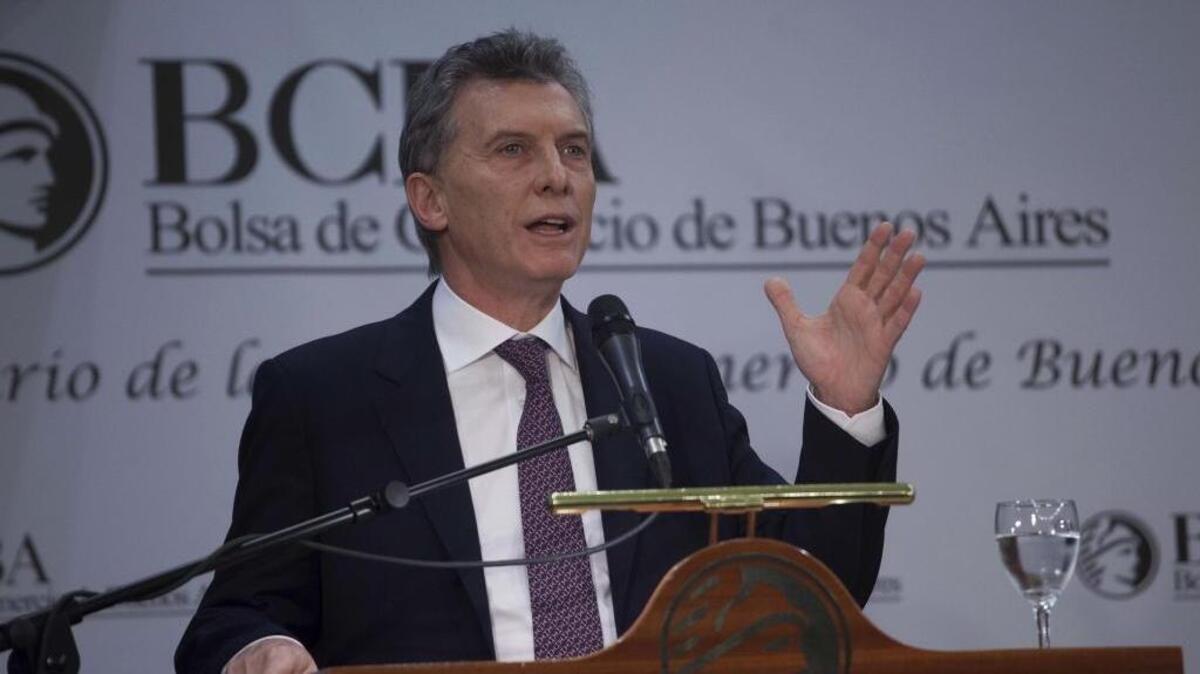 El presidente de Argentina, Mauricio Macri, durante la celebración del aniversario162 de la Bolsa de Buenos Aires, en julio.