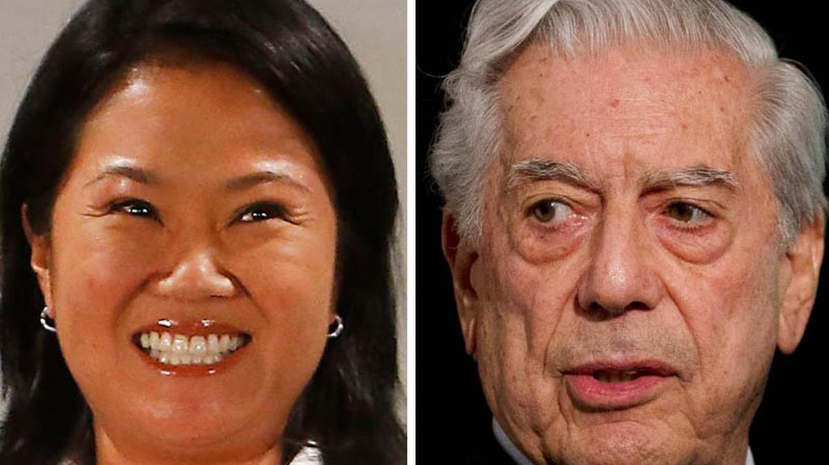 La candidata presidencial Keiko Fujimori y el escritor peruano, Mario Vargas Llosa.
