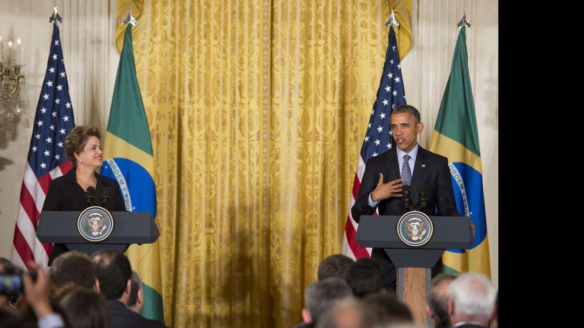 
El presidente de EEUU, Barack Obama, y la mandataria de Brasil, Dilma Rousseff, durante una conferencia de prensa el martes, en la Casa Blanca en Washington.
