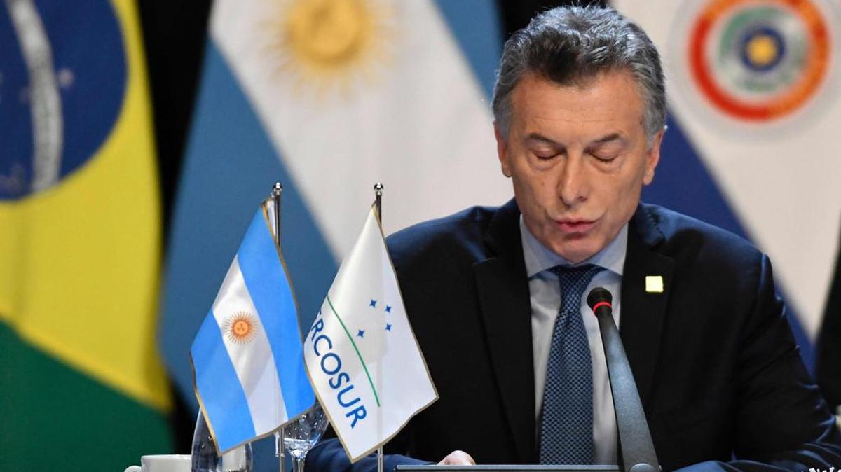 El presidente argentino Mauricio Macri durante la apertura de la Cumbre de Mercosur en Mendoza, Argentina