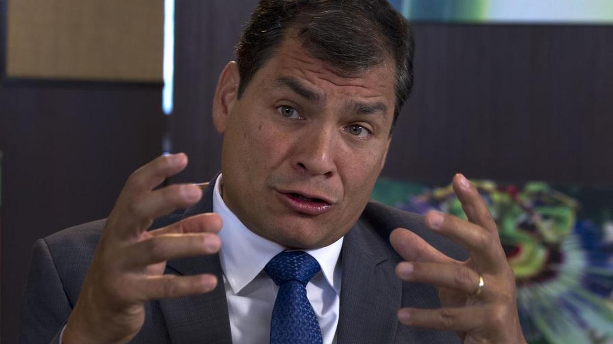 El presidente de Ecuadro Rafael Correa durante una entrevista en Portoviejo, Ecuador.