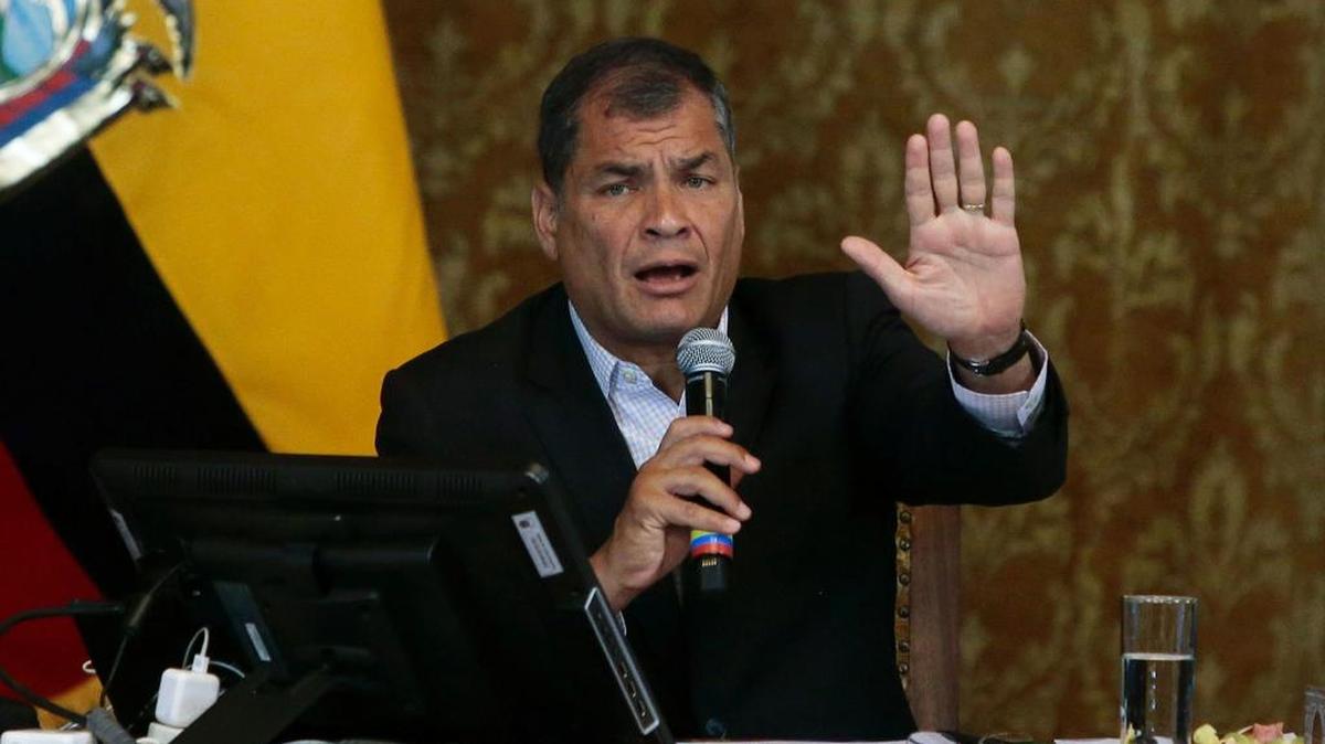 El presidente de Ecuador, Rafael Correa, durante una conferencia de prensa con medios internacionales, el miércoles en Quito.