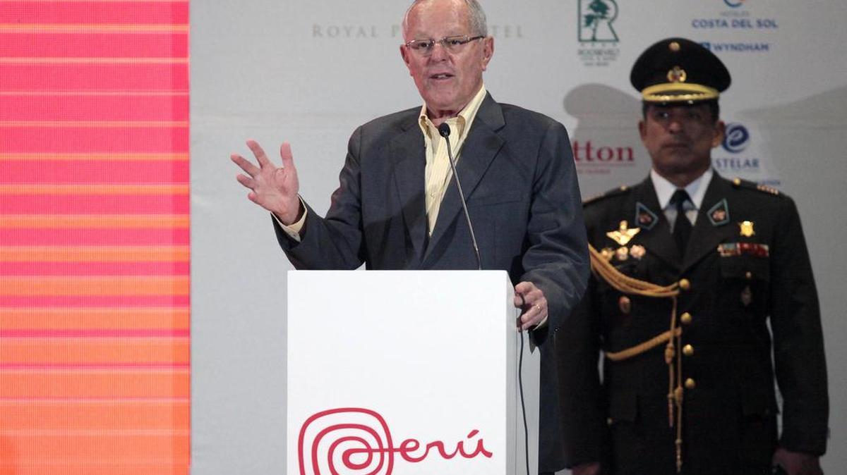 El presidente de Perú, Pedro Pablo Kuczynski, habla el sábado 06 de mayo del 2017, en la inauguración del Perú Travel Mart, en el Centro de Convenciones de Lima.
