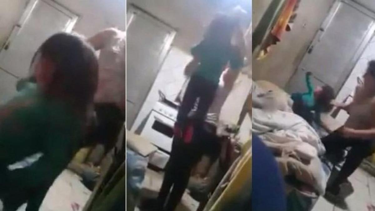 Imágenes del video sobre la brutal golpiza de una madre a su hija en Argentina.
