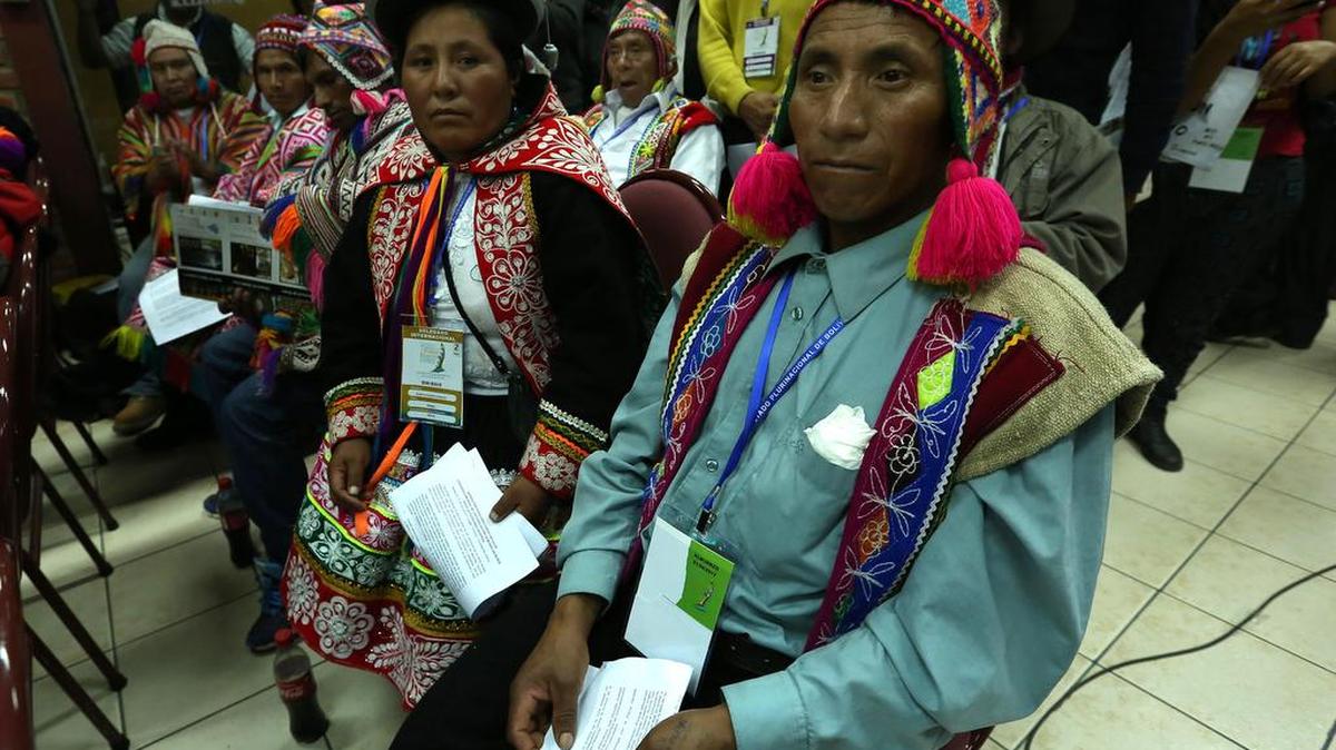 Miembros de movimientos sociales de distintas delegaciones participan el martes 20 de junio de 2017, en las mesas de trabajo de la Conferencia Mundial de los Pueblos "Por un mundo sin muros" en Tiquipaya, Cochabamba (Bolivia).