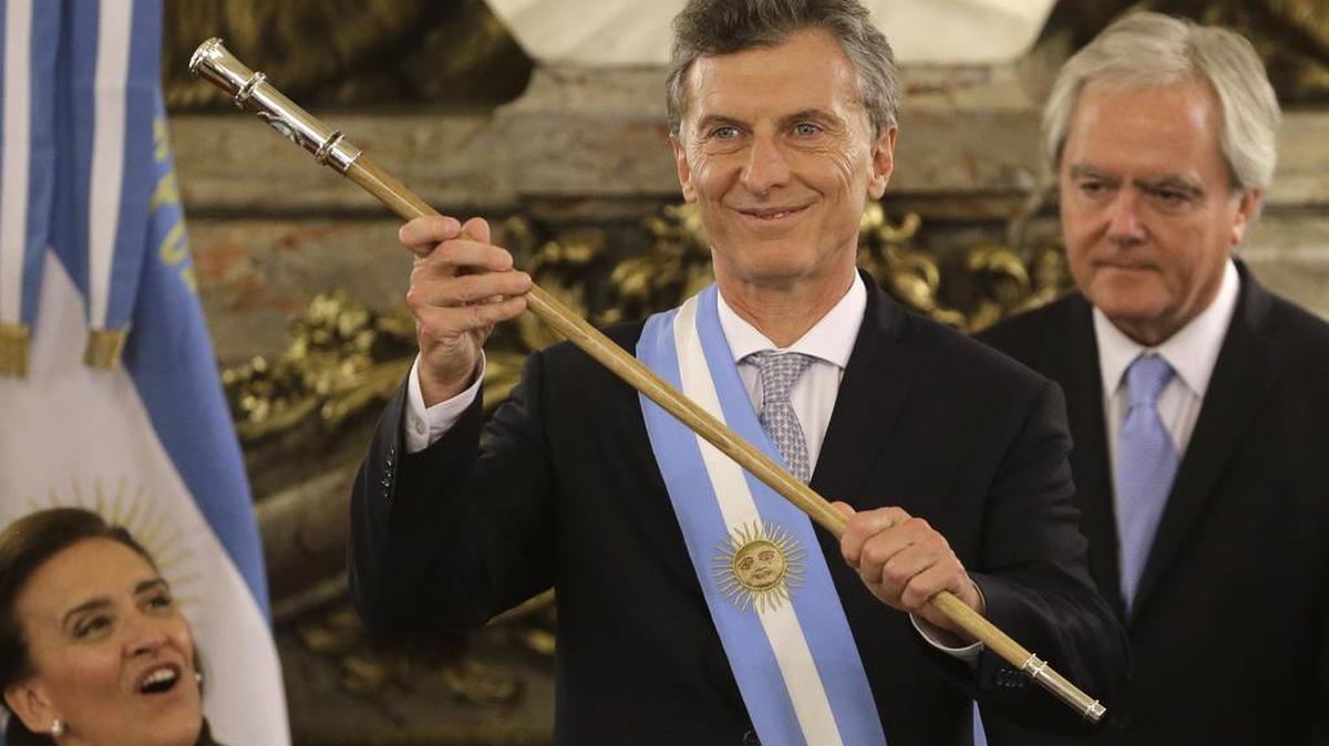 El presidente Mauricio Macri durante el acto de asunción el jueves en la Casa Rosada, Buenos Aires.