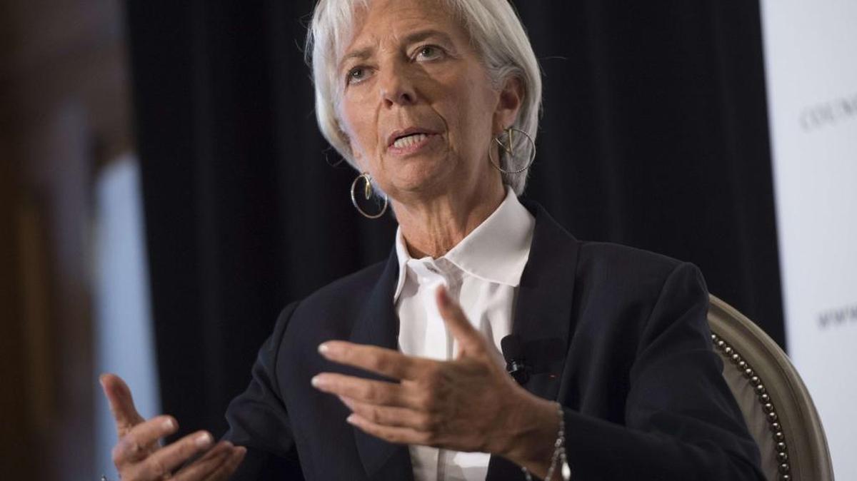 
La directora gerente del FMI, Christine Lagarde, habla sobre la situación económica internacional en Washington, la semana pasada. 
