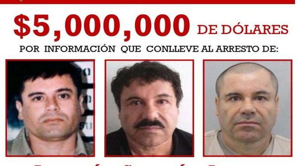 
Fotografía el 23 de septiembre de 2015, del poster de la Agencia Antinarcóticos de Estados Unidos (DEA) que muestra al capo Joaquín “el Chapo” Guzmán, quien el 11 de julio pasado se fugó por segunda vez de un penal de máxima seguridad, en México.
