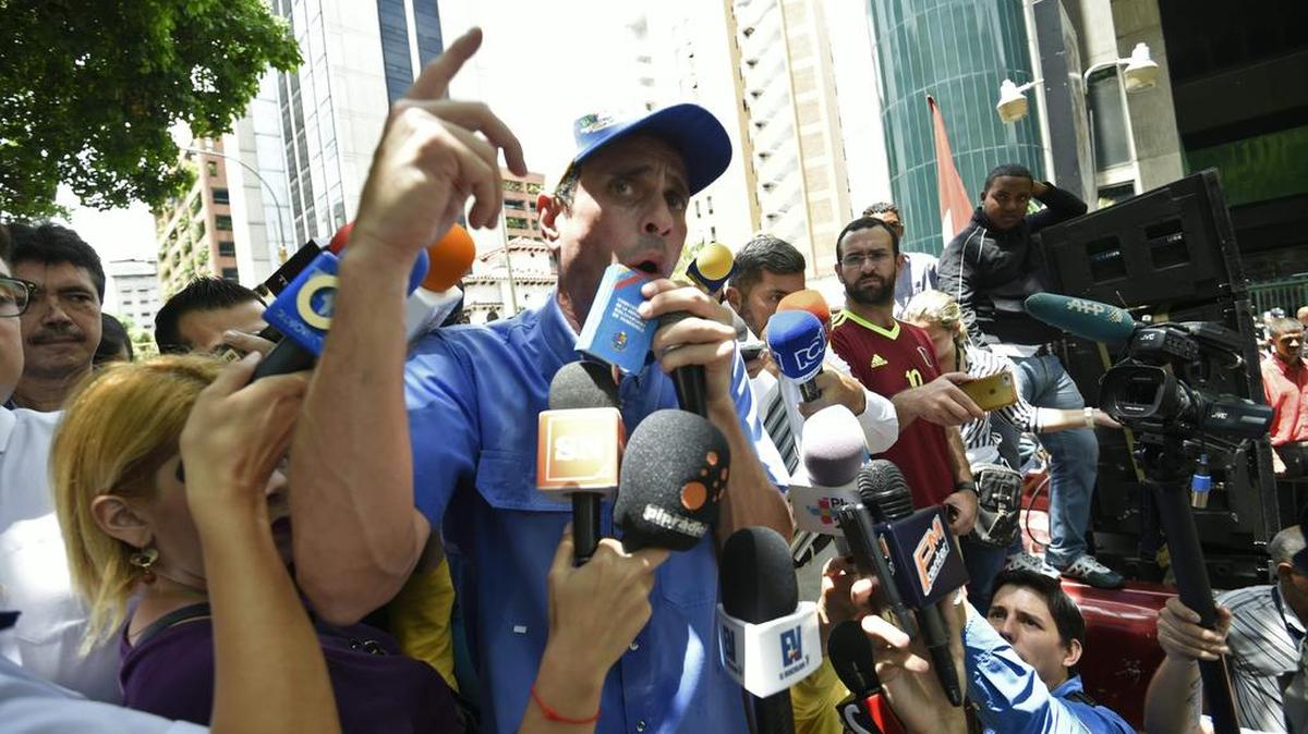 Henrique Capriles durante una marcha en Caracas, el 25 de mayo de 2016.