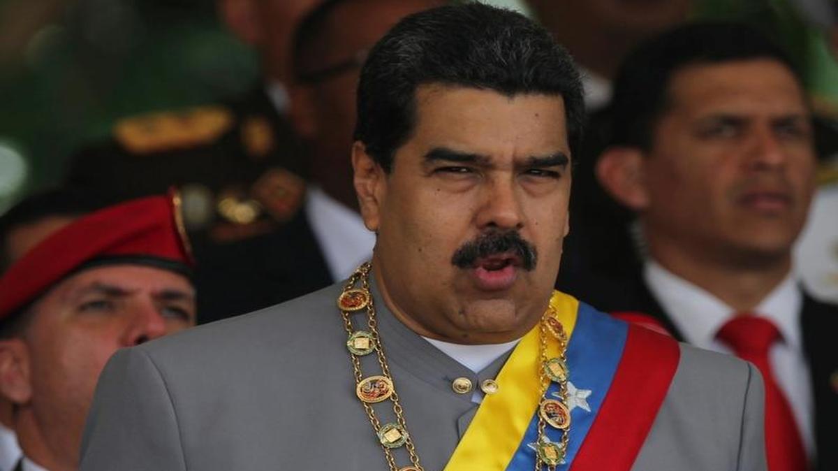 El gobernante de Venezuela, Nicolás Maduro, durante el desfile militar en Caracas el 1ro de febrero.