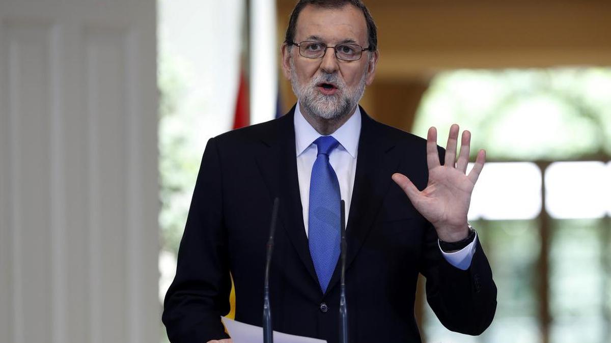 El presidente del Gobierno, Mariano Rajoy, durante su comparecencia en Moncloa.
