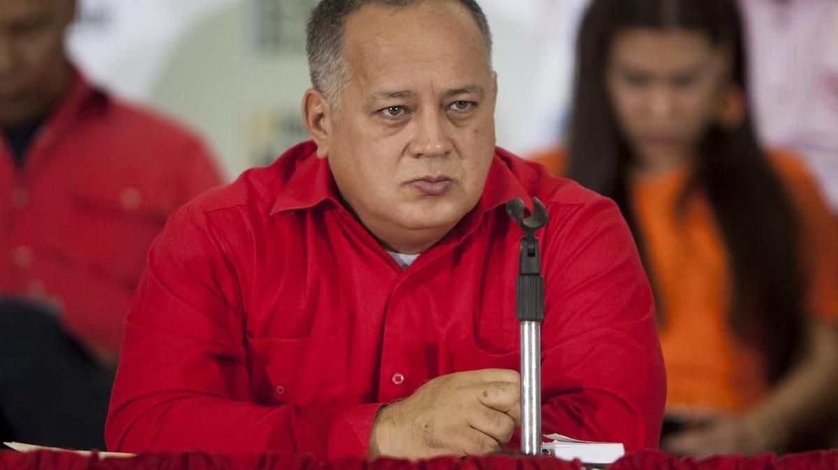 El diputado Diosdado Cabello en un acto político el 23 de mayo de 2016, en la ciudad de Caracas (Venezuela).
