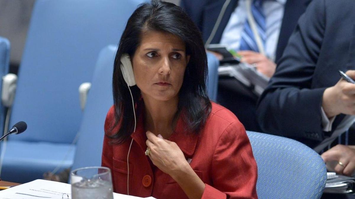 La embajadora estadounidenses en la ONU, Nikki Haley, en reunión del Consejo de Seguridad sobre Siria en foto de archivo.