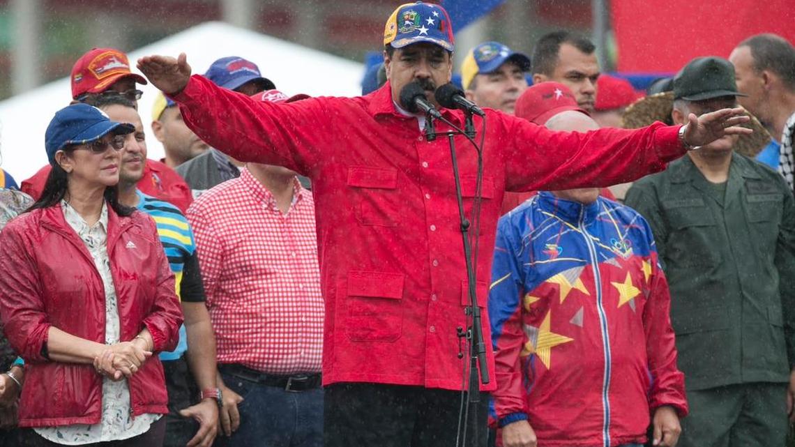 The leader of Venezuela, Nicolás Maduro, speaks at a rally in Caracas on March 9, 2017.