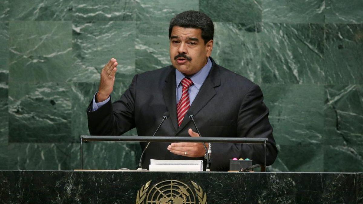 
El presidente de Venezuela, Nicolás Maduro, habla el domingo 27 de septiembre ante la Asamblea de las Naciones Unidas en Nueva York. 
