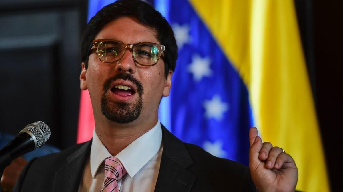 El vicepresidente de la Asamblea Nacional, Freddy Guevara, durante una conferencia de prensa en Caracas el 23 de julio de 2017.
