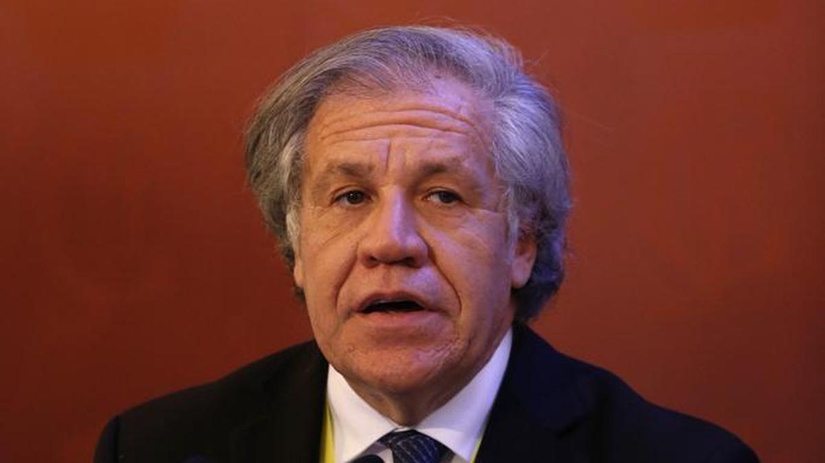 El secretario general de la Organización de Estados Americanos, Luis Almagro, en la mesa "Estado de Derecho y DDHH en las Américas", que se celebra en el marco del Congreso Mundial del Derecho, en el que participan alrededor de 2,000 juristas de cerca de 80 países, esta mañana en Madrid.
