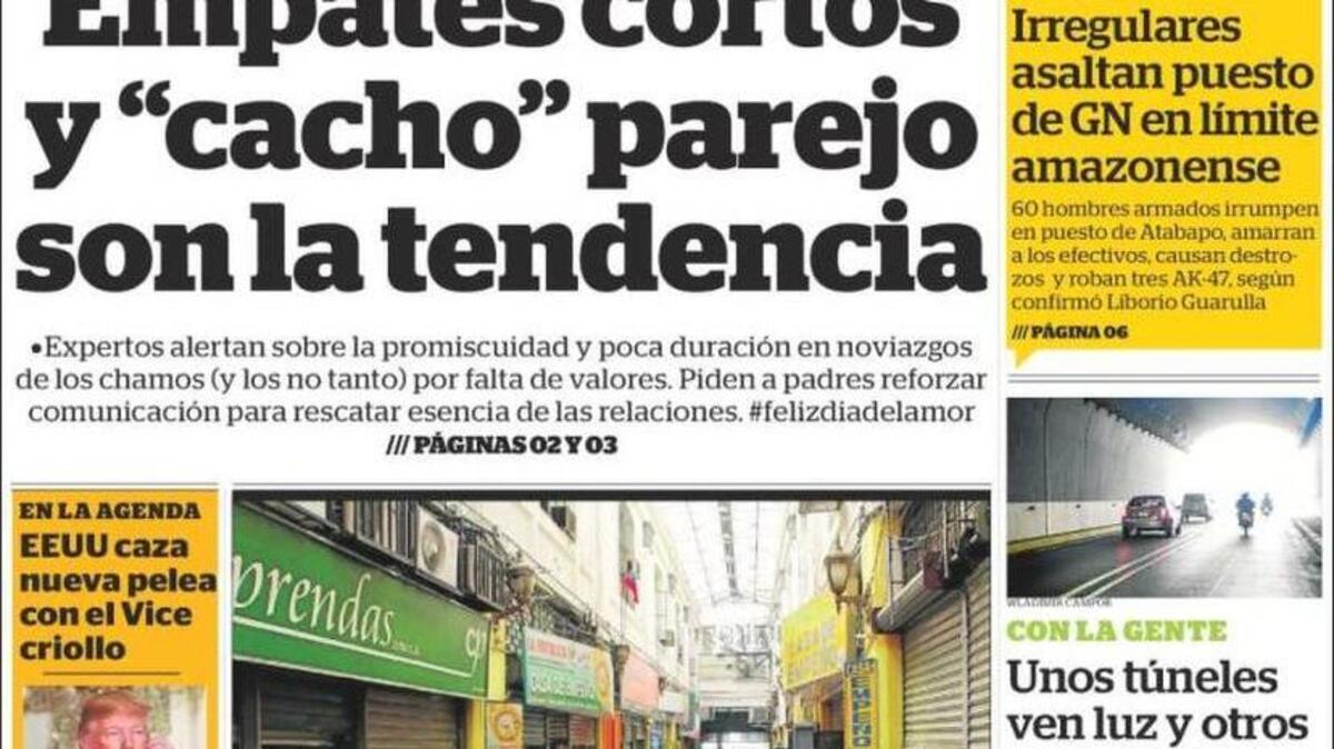 Portada del diario 2001 para el martes 14 de febrero de 2017.