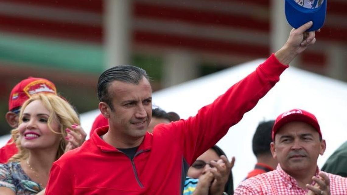 El vicepresidente de Venezuela Tareck en una marcha antiimperialista en Caracas, el 9 de marzo. El martes 28 de marzo se produjo otra marcha en la que El Aissami criticó con dureza a la OEA y el secretario general de ese organismo, Luis Almagro, durante un discurso en la concentración.