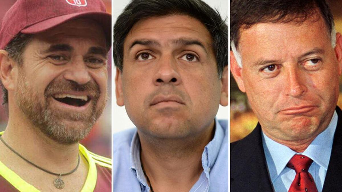 Las candidatos a gobernador Rafael Lacava (chavismo), Carlos Ocariz (oposición) y Francisco Arias Cárdenas (chavismo).