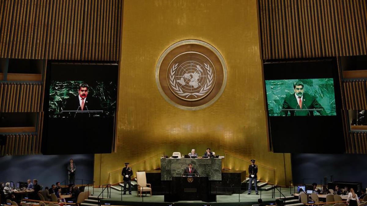 El presidente de Venezuela, Nicolás Maduro, interviene ante la Asamblea General de las Naciones Unidas (ONU) el miércoles 26 de septiembre de 2018, en la sede del organismo, en Nueva York.