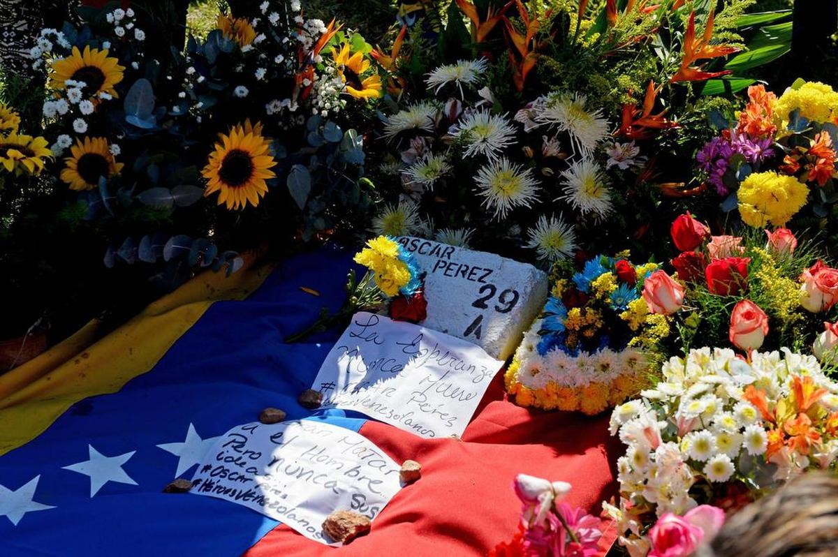 La tumba del policía Óscar Pérez en el Cementerio del Este, en Caracas, el 21 de enero de 2018.