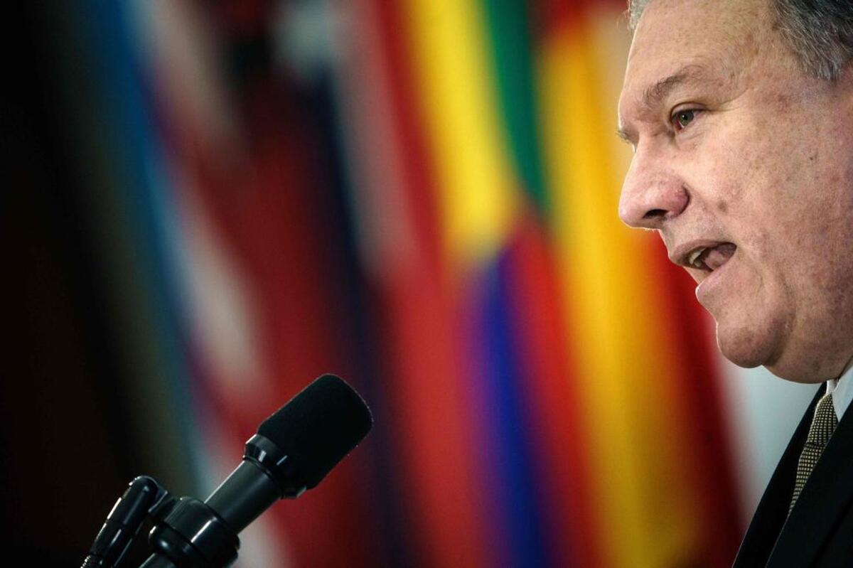 El secretario de Estado, Mike Pompeo, habla en la sede de la agencia en Washington el 6 de febrero del 2019.