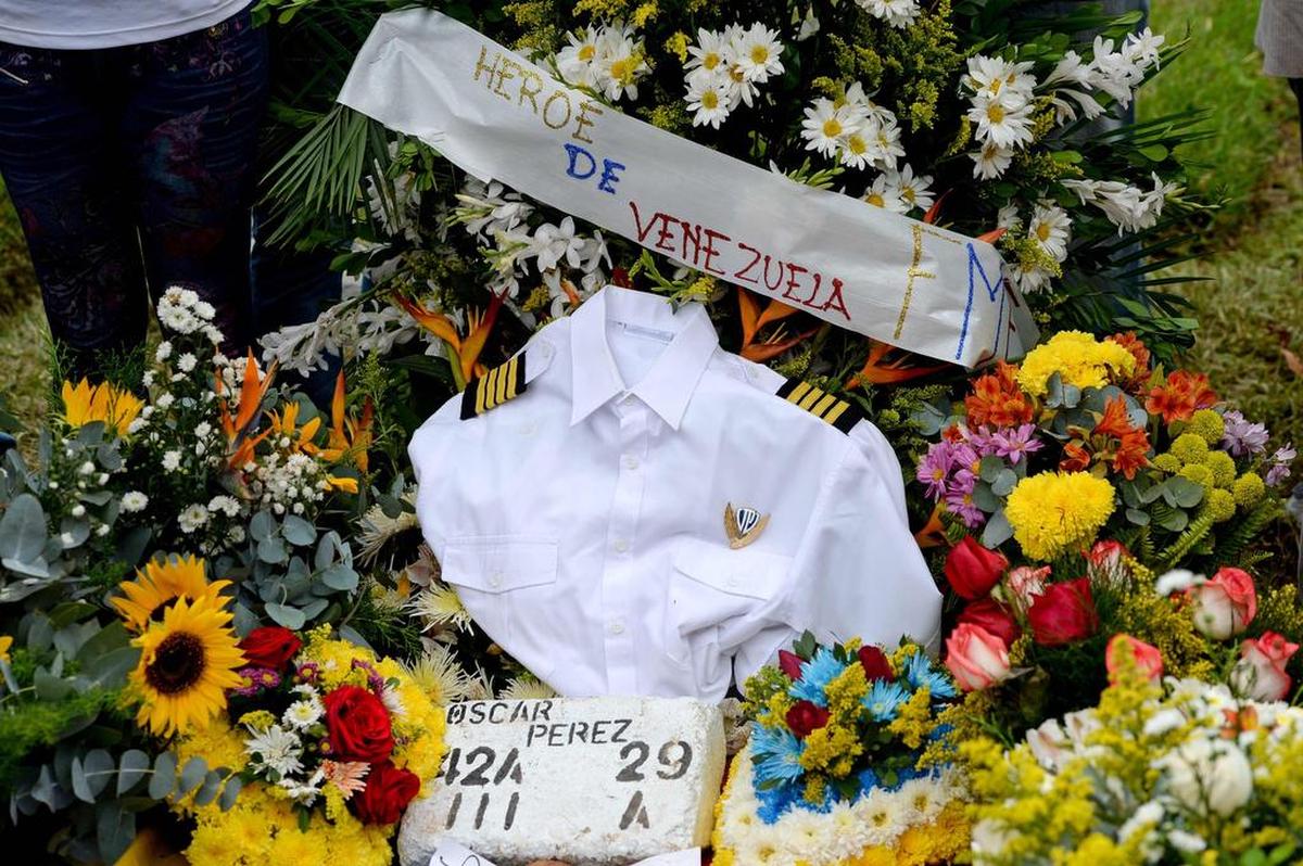 La tumba del policía Óscar Pérez en el Cementerio del Este, en Caracas, el 21 de enero de 2018.
