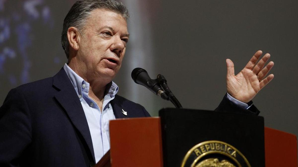 El presidente de Colombia, Juan Manuel Santos, habla durante el 84 Congreso Nacional de Cafeteros el lunes 10 de julio de 2017, en Medellín (Colombia).